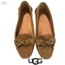 UGG Eevon Suede Leather Loafer Moccasins Size 6.5 Chestnut