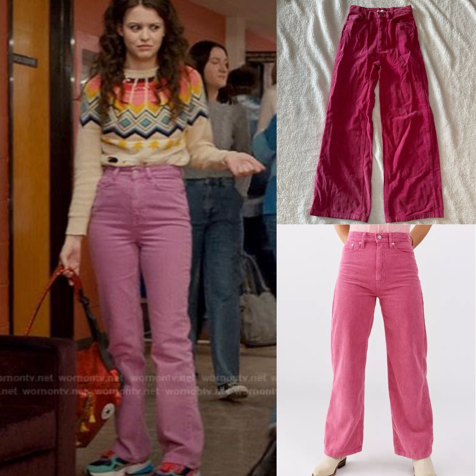 Urban Outfitters BDG High Rise Wide Leg Barbie Pink Corduroy Size 24 Waist Pants