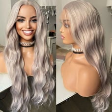 Lace front wigs human hair blended