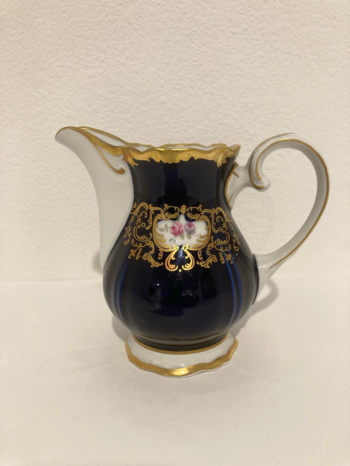 Reichenbach Germany Echt Kobalt 24k Gold Decorated Floral Creamer