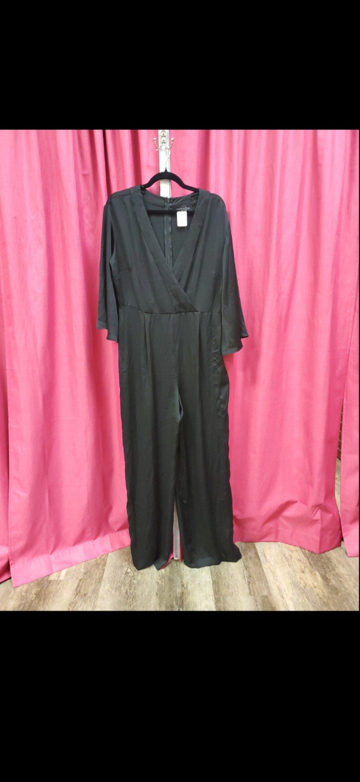 Truth & Fable Black Silk Jumpsuit. Size L.