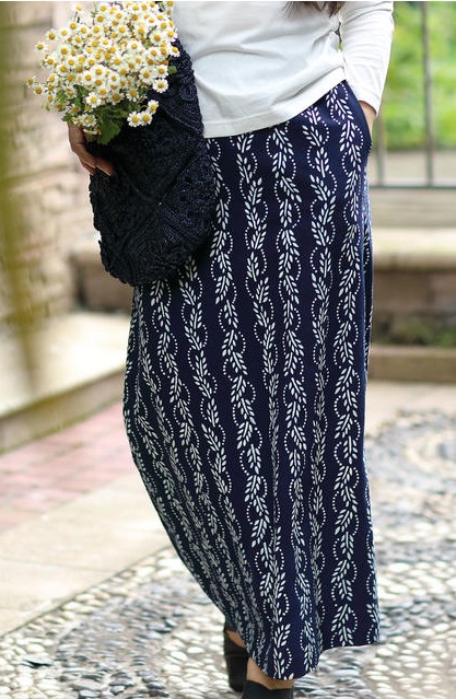 Hand-carved print, hand-dyed skirt