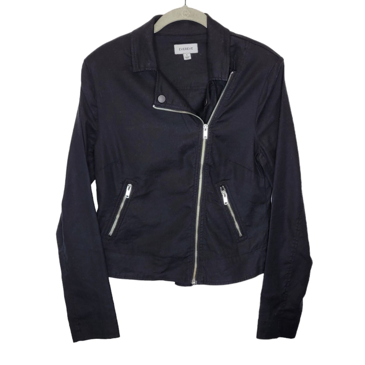 Evereve Jagger Linen Moto Jacket S Black