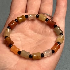 Genuine 100% NATURAL Golden Silk Jade Multi Color Gemstone Bracelet GRADE A