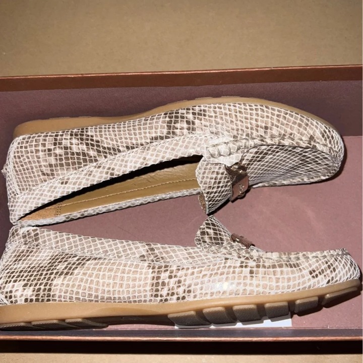 COACH Olive Sand Printed Snake Leather Women Loafer