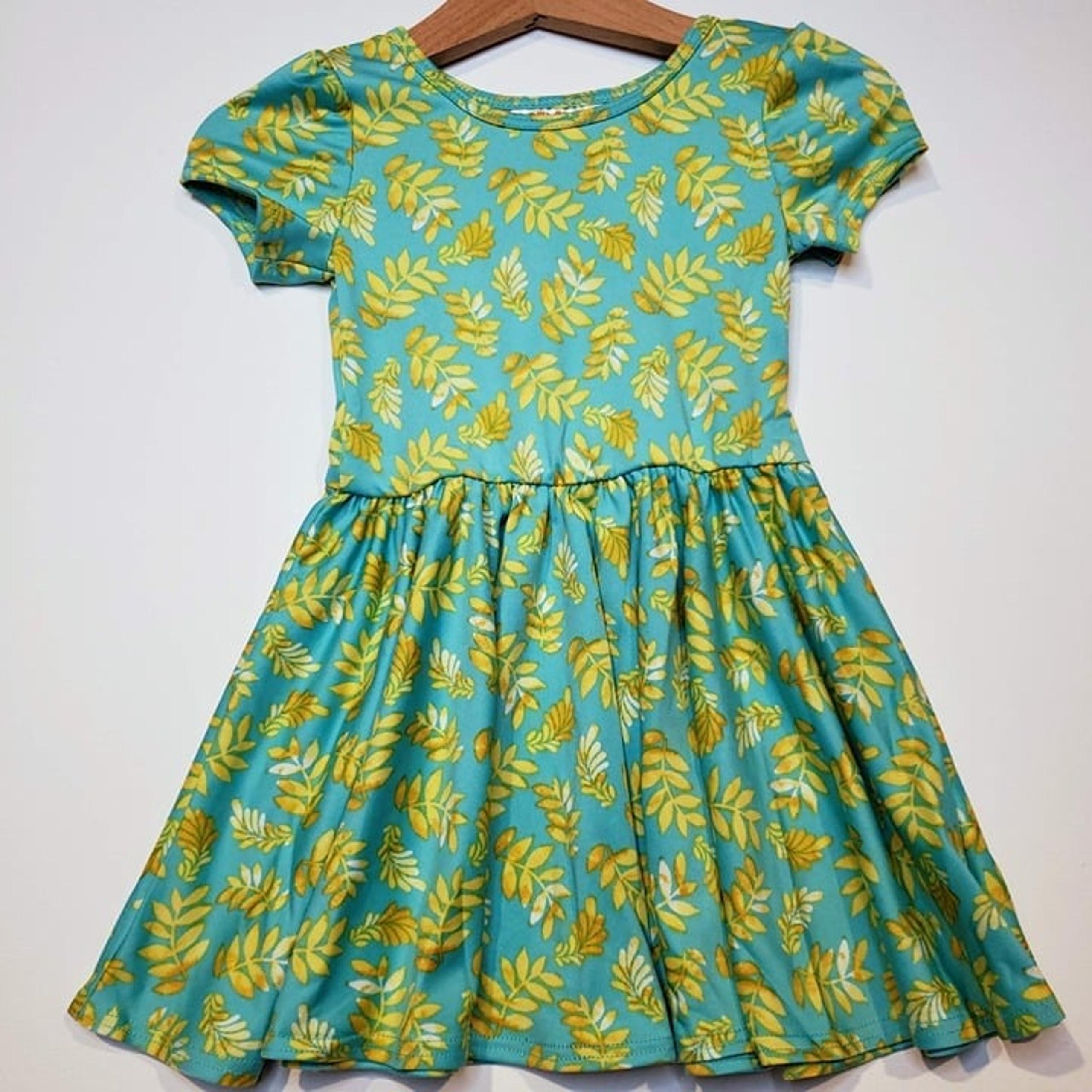 DotDotSmile Size 12-24 months Cap Dress - NWT blue with tropical leaves