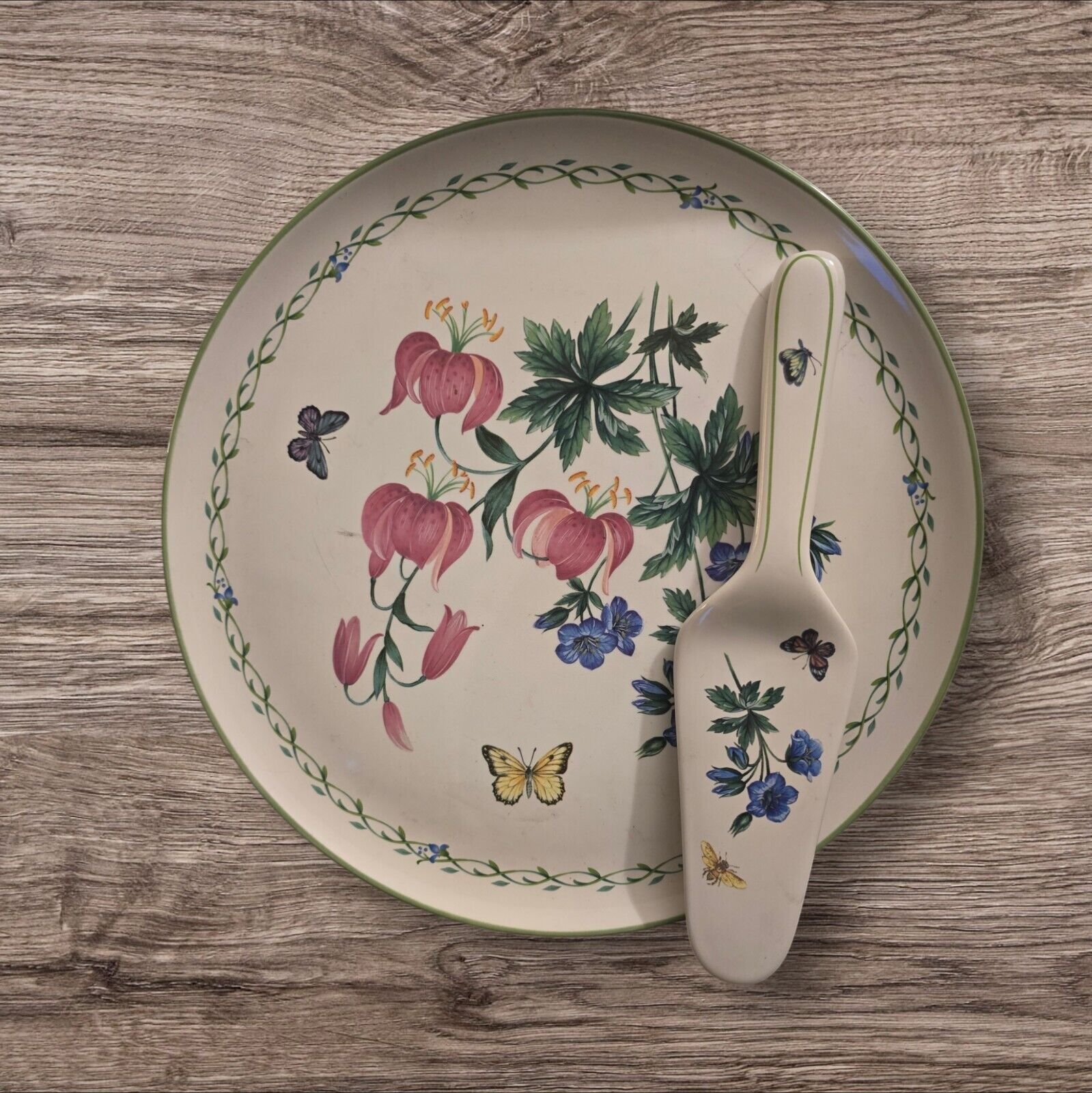 Studio Nova Garden Bloom CAKE PLATE & SERVER Stoneware Y2372 Made In Thailand