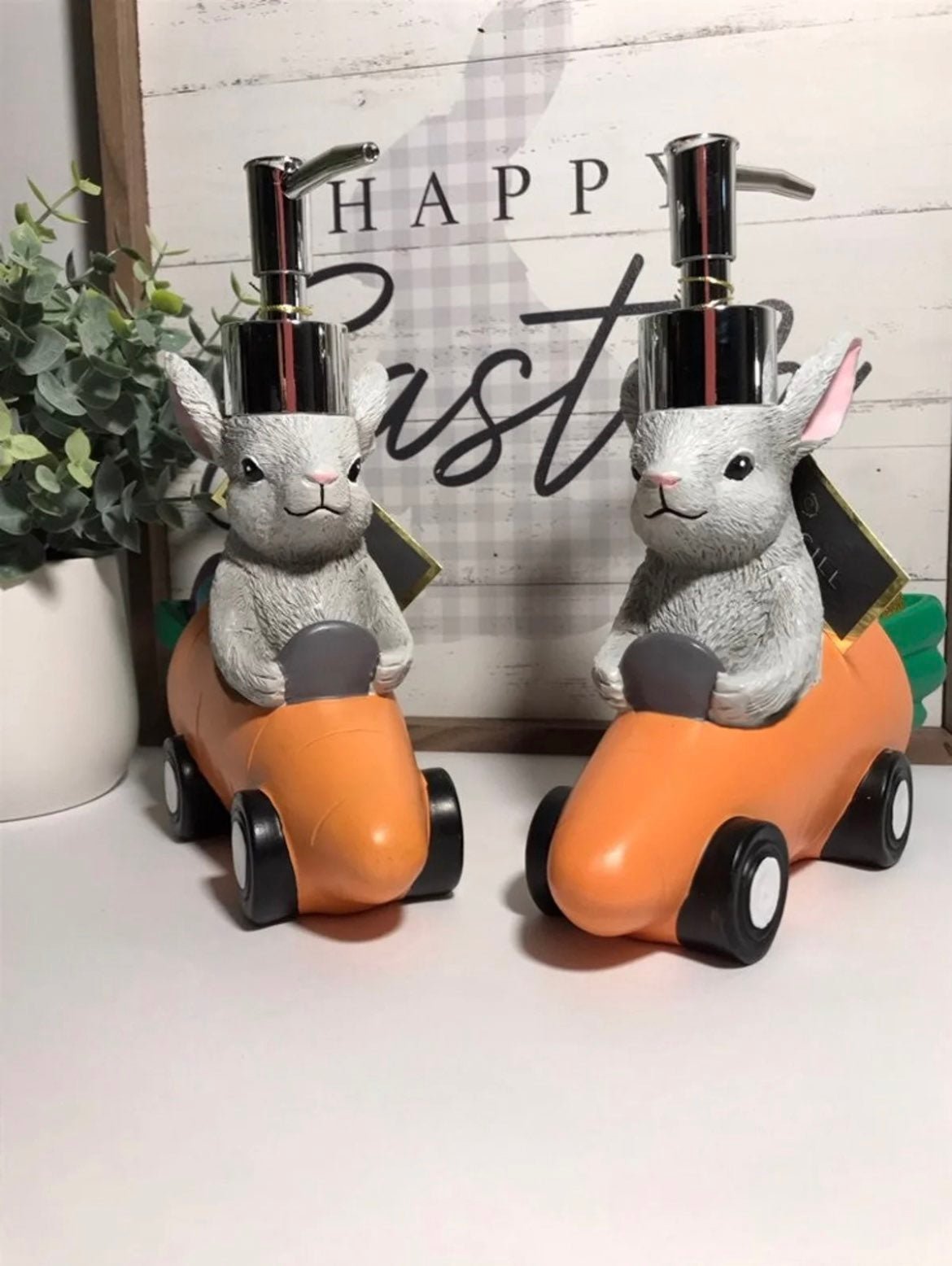 Easter bunny soap dispenser.