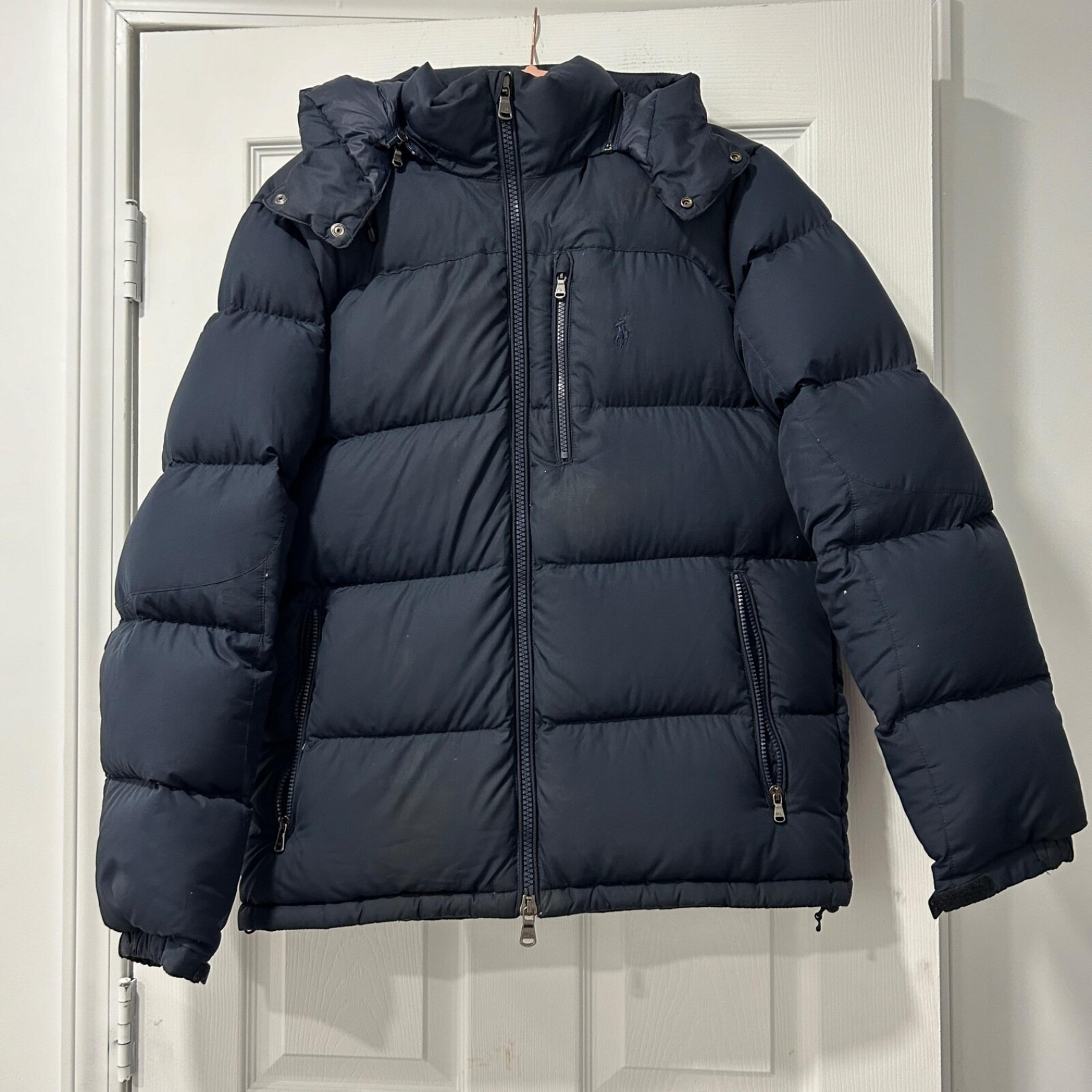 Polo Ralph Lauren RL  250 Down Puffer Jacket Mens Medium Navy Blue Full Zip