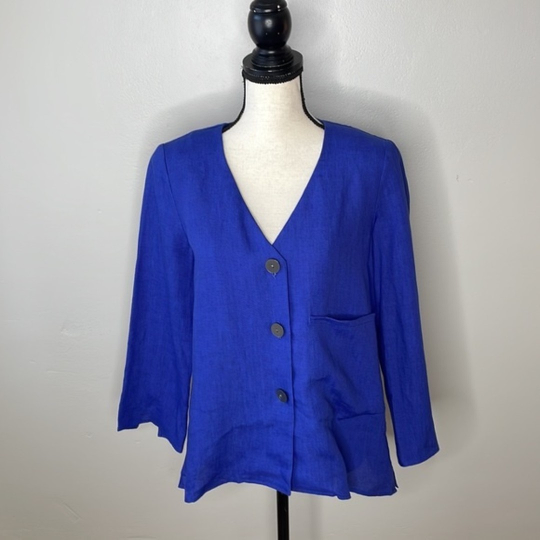 Nina Mclemore Linen Button down blazer shirt