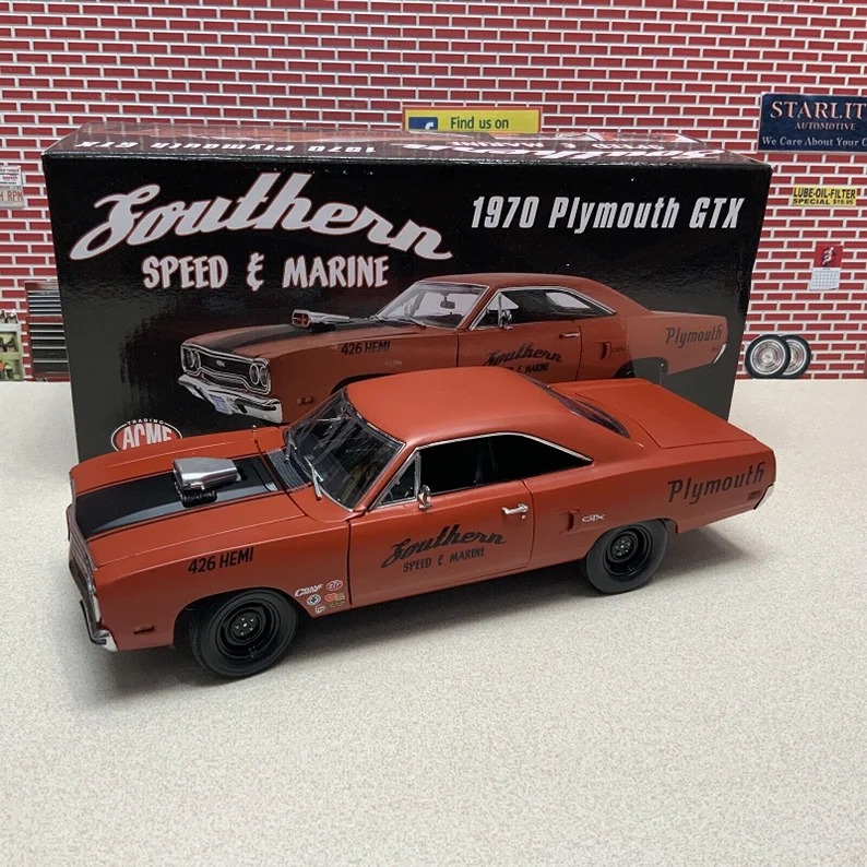 1970 Plymouth GTX 426 Orange Southern Speed & Marine 1/18 Scale Diecast Model Ca