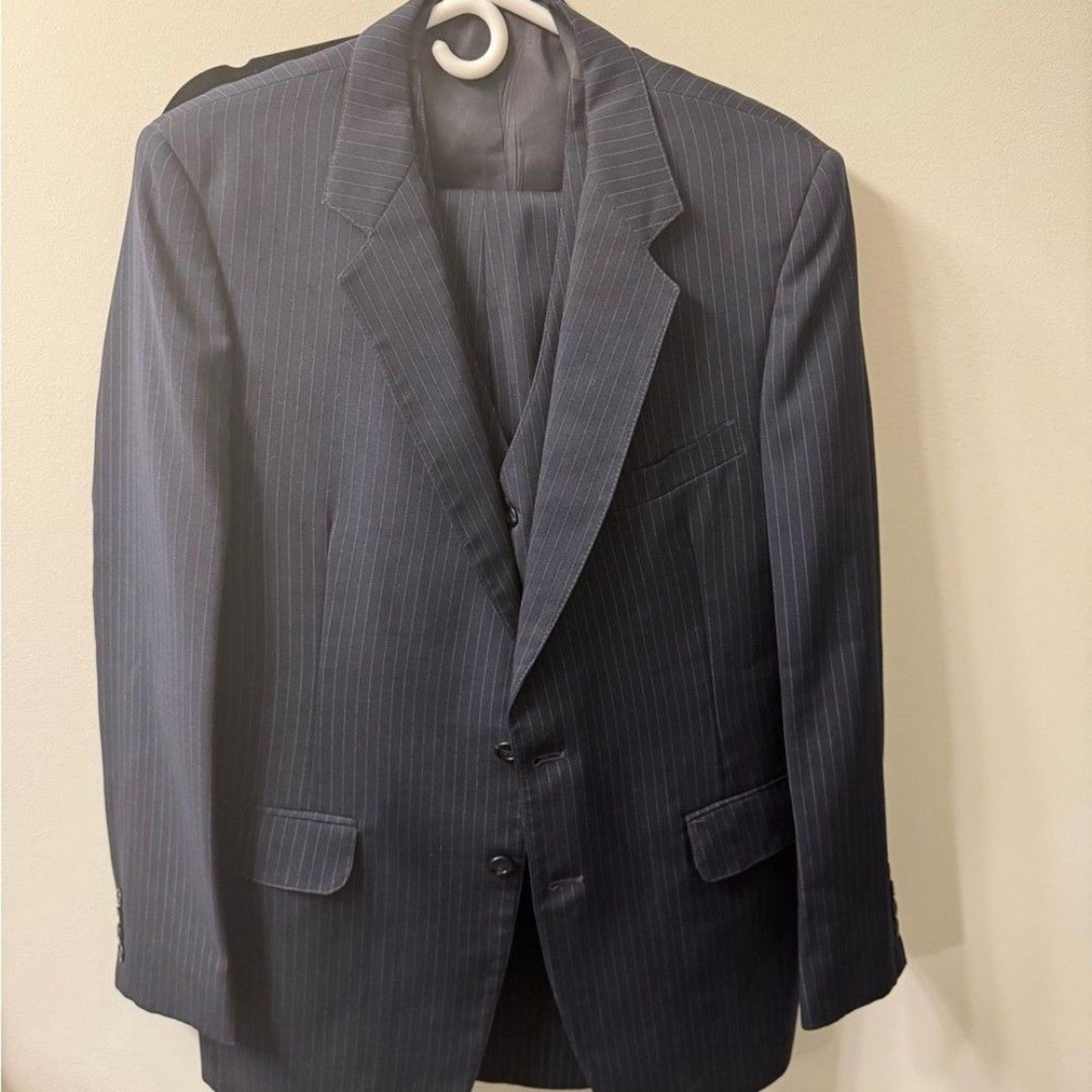 Classic Navy Pinstripe Men's 3 Piece Suit