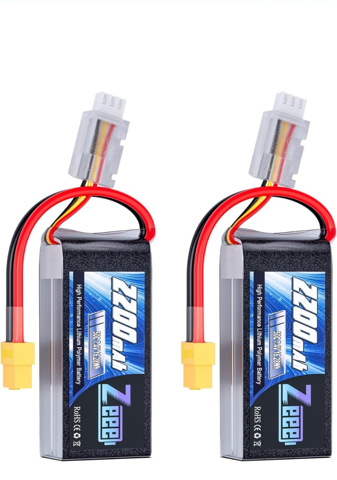 Zeee 2S Lipo Battery 7.4V 2200mAh 50C Battery