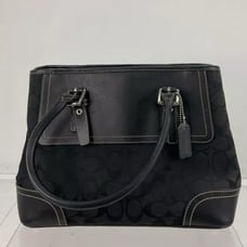 Coach Black Sig Jacquard Leather Handbag Good Shape *RATED 5⭐️Seller*