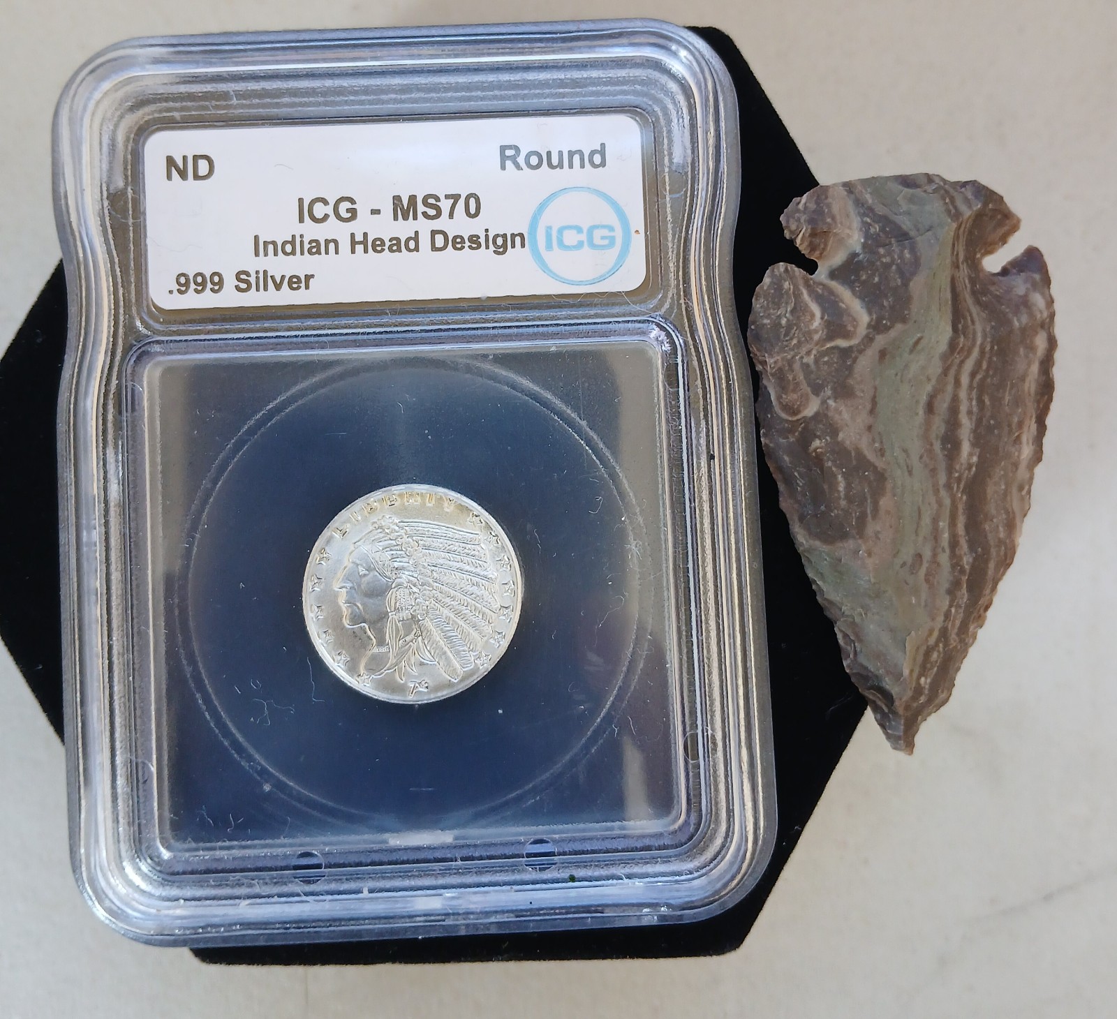 Graded 1/10 oz Chief Silver Round MS70 & Arrow Head