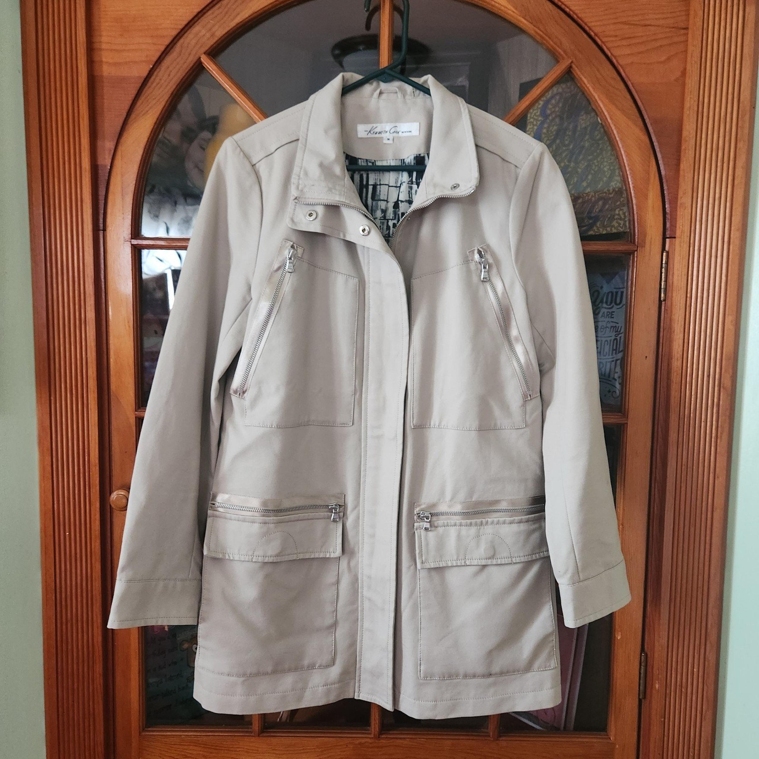 Kenneth Cole New York Safari Utility jacket Womens Size Medium coat Cream