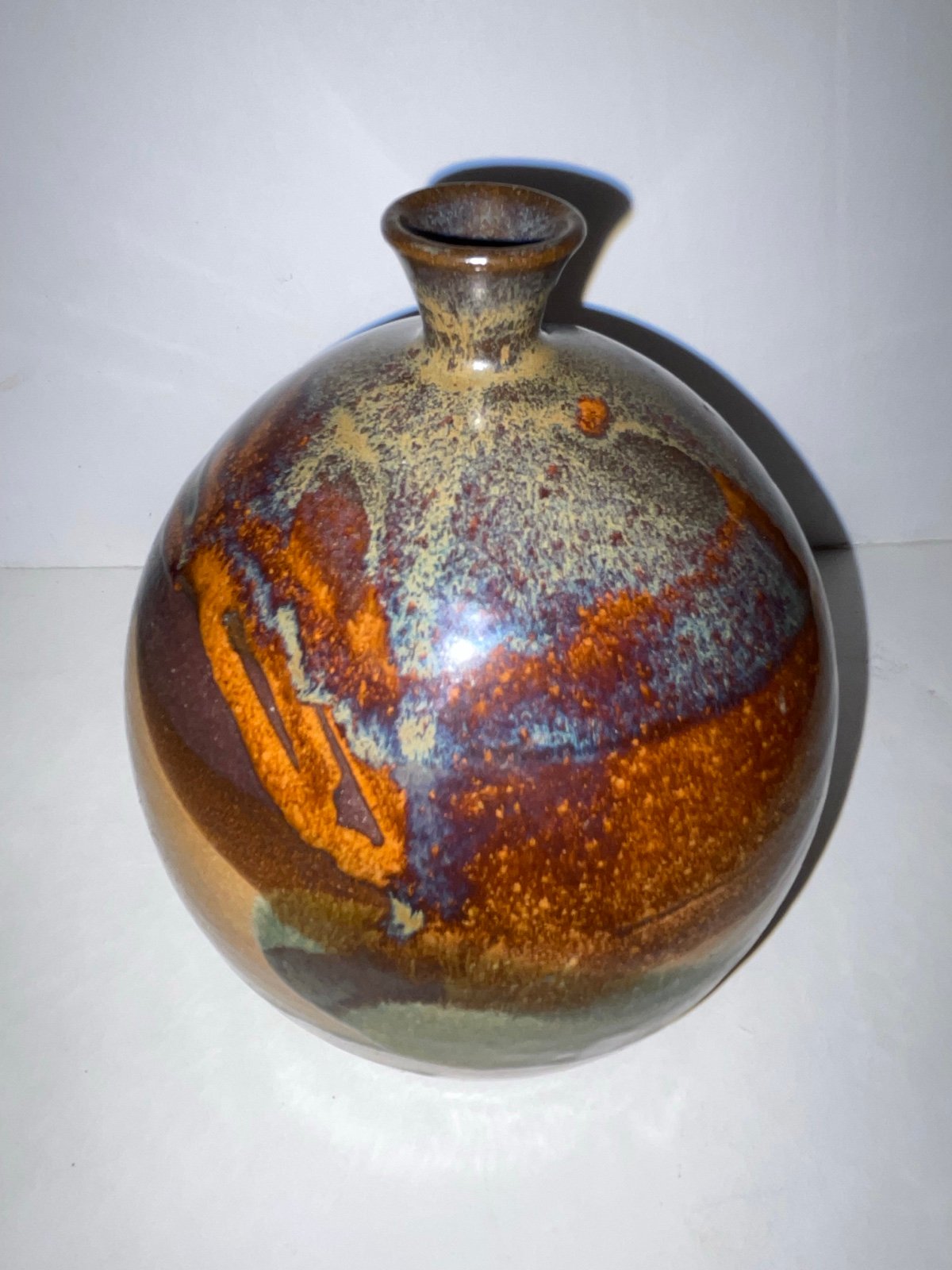 Beautiful Art Pottery Hand Thrown Pot Vase Drip Glaze Signed