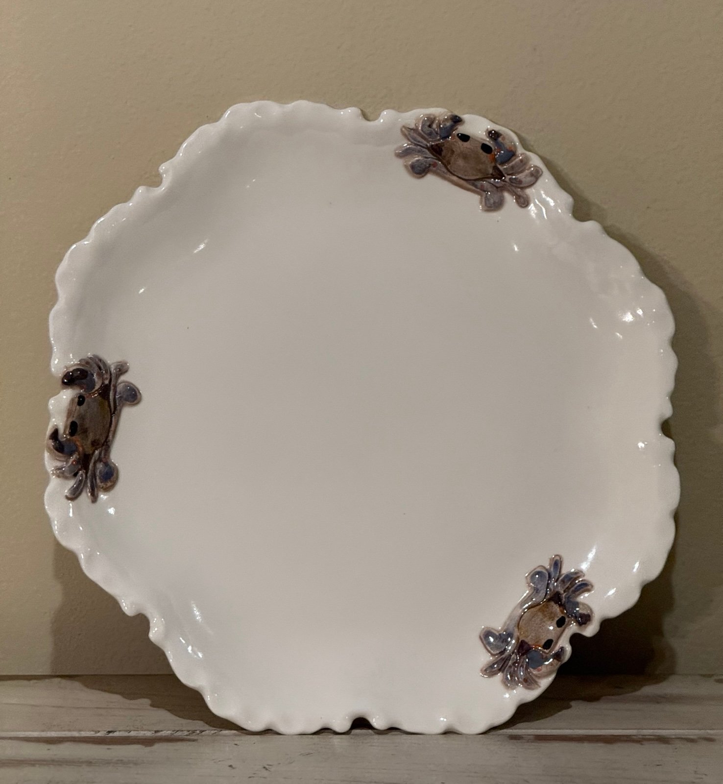 Vintage Handcrafted Blue Crab Plate River Expression by Edna Nelson