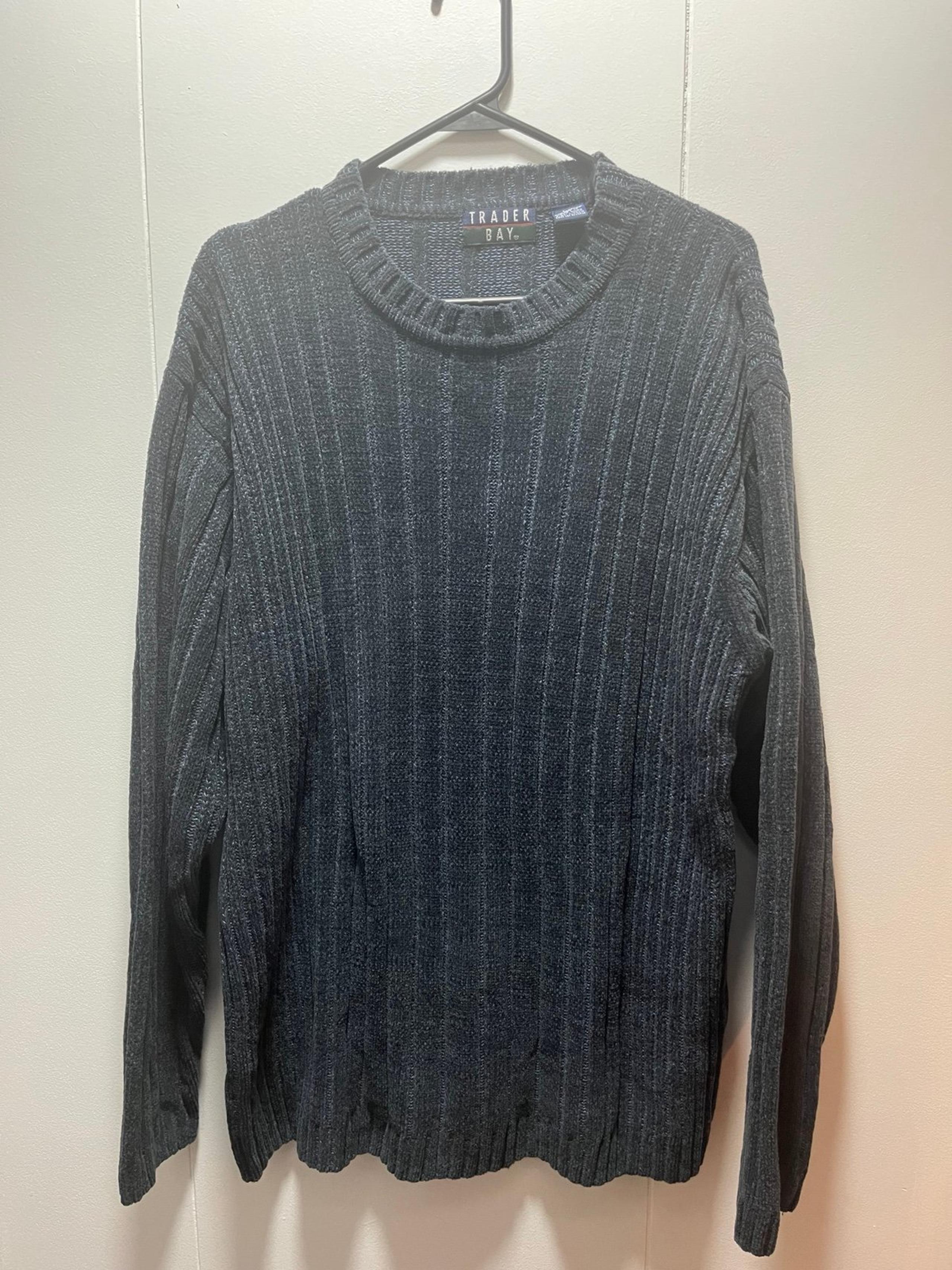 MEN'S SIZE LARGE TALL TRADER BAY HEAVY WARM SWEATER DARK GRAY