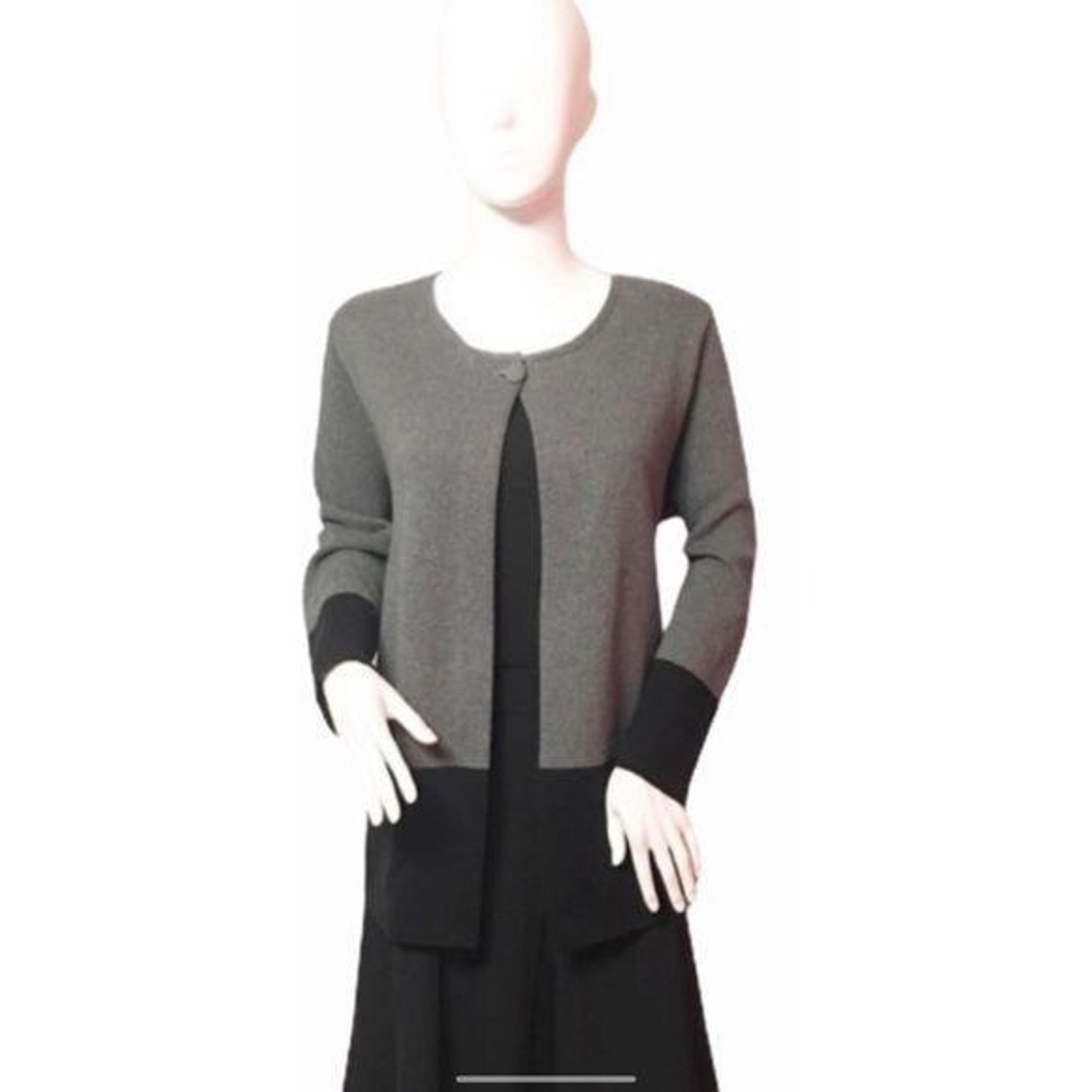 Grace Element's Women's Gray Black Colorblock Cardigan Sweater Size 1X - Grace Elements