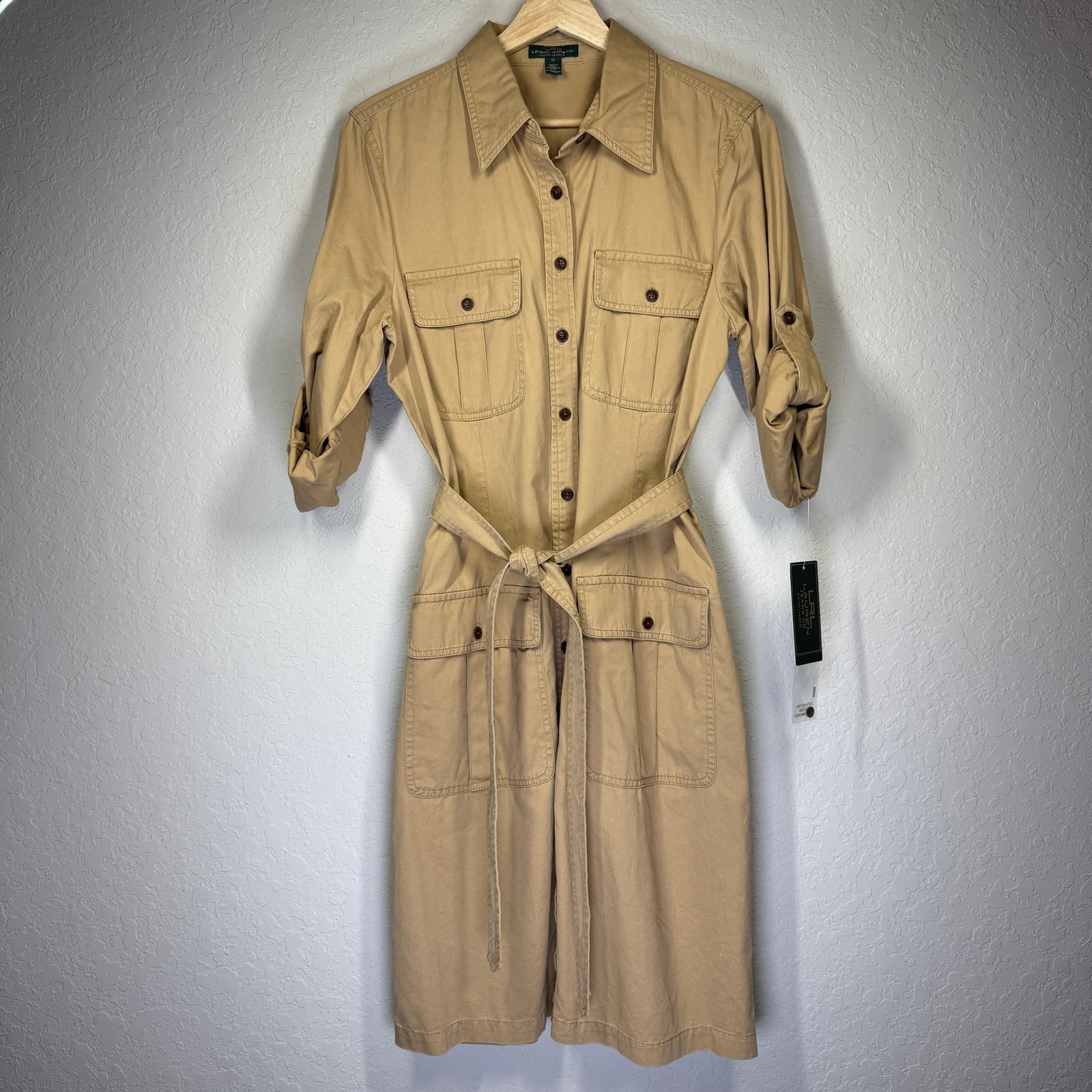 Women's Lauren Jeans Co. Ralph Lauren Khaki Cargo Dress Size 12 NEW