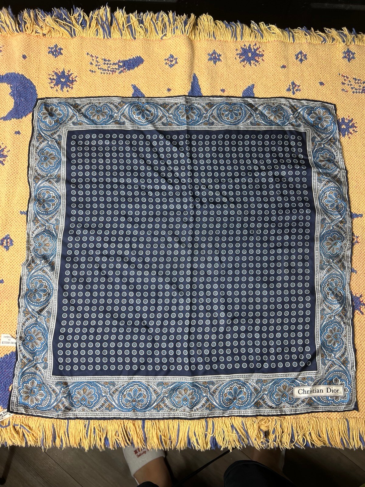 Vintage Christian Dior Silk Scarf Paisley New York Hand Rolled Made in Italy