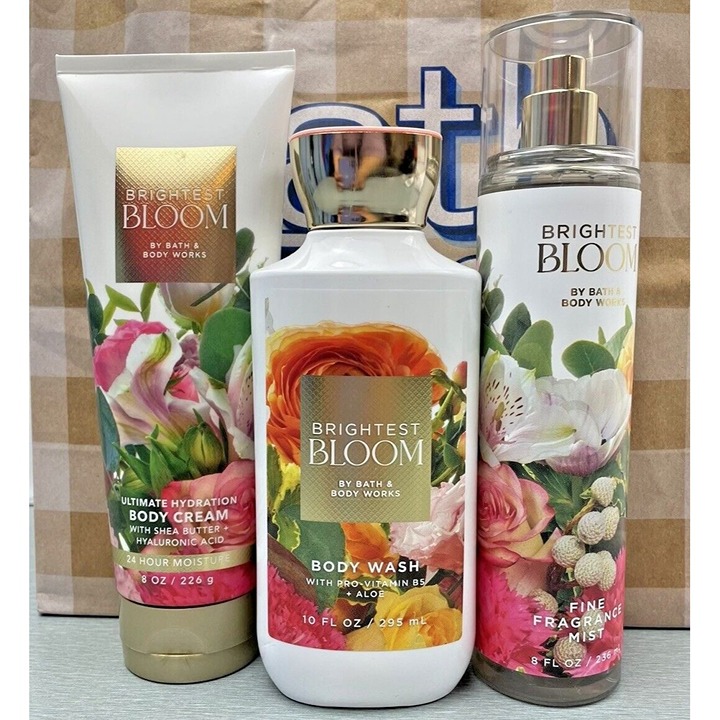 BATH & BODY WORKS BRIGHTEST BLOOM BODY LOTION SHOWER GEL & MIST SET