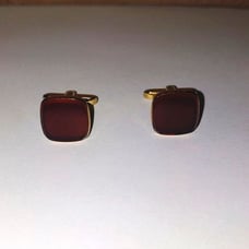 Vintage Hickok Ruby/Gold Colored Cuff Links Cufflinks