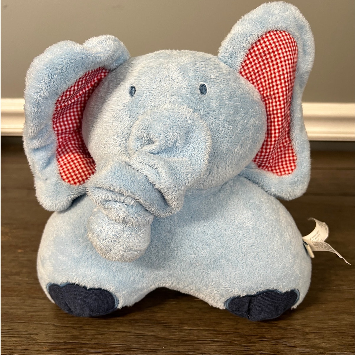 PBK Pottery Barn Kids Blue Musical Plush Crib Eli Elephant Jungle