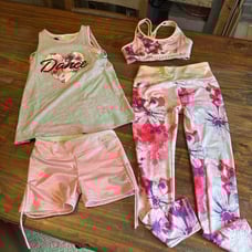Justice Dance Active Set Tank Top, Sports Bra, Leggings, Shorts size 12/14