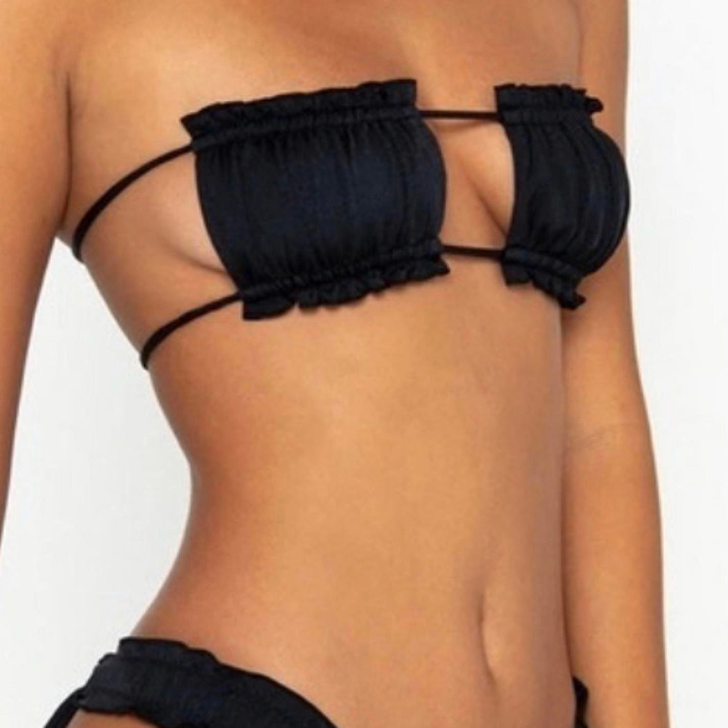 SOMMER SWIM black Josephine bikini top sz S