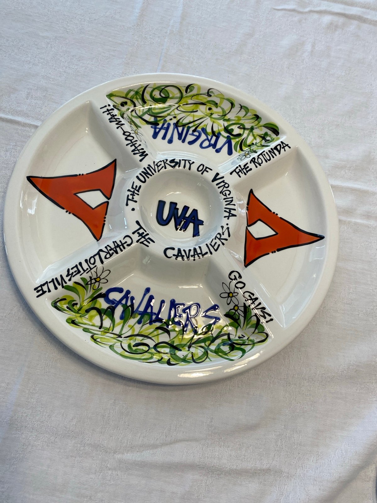 UVA Platter from Magnolia Collection. Hand Painted Cavaliers serving dish