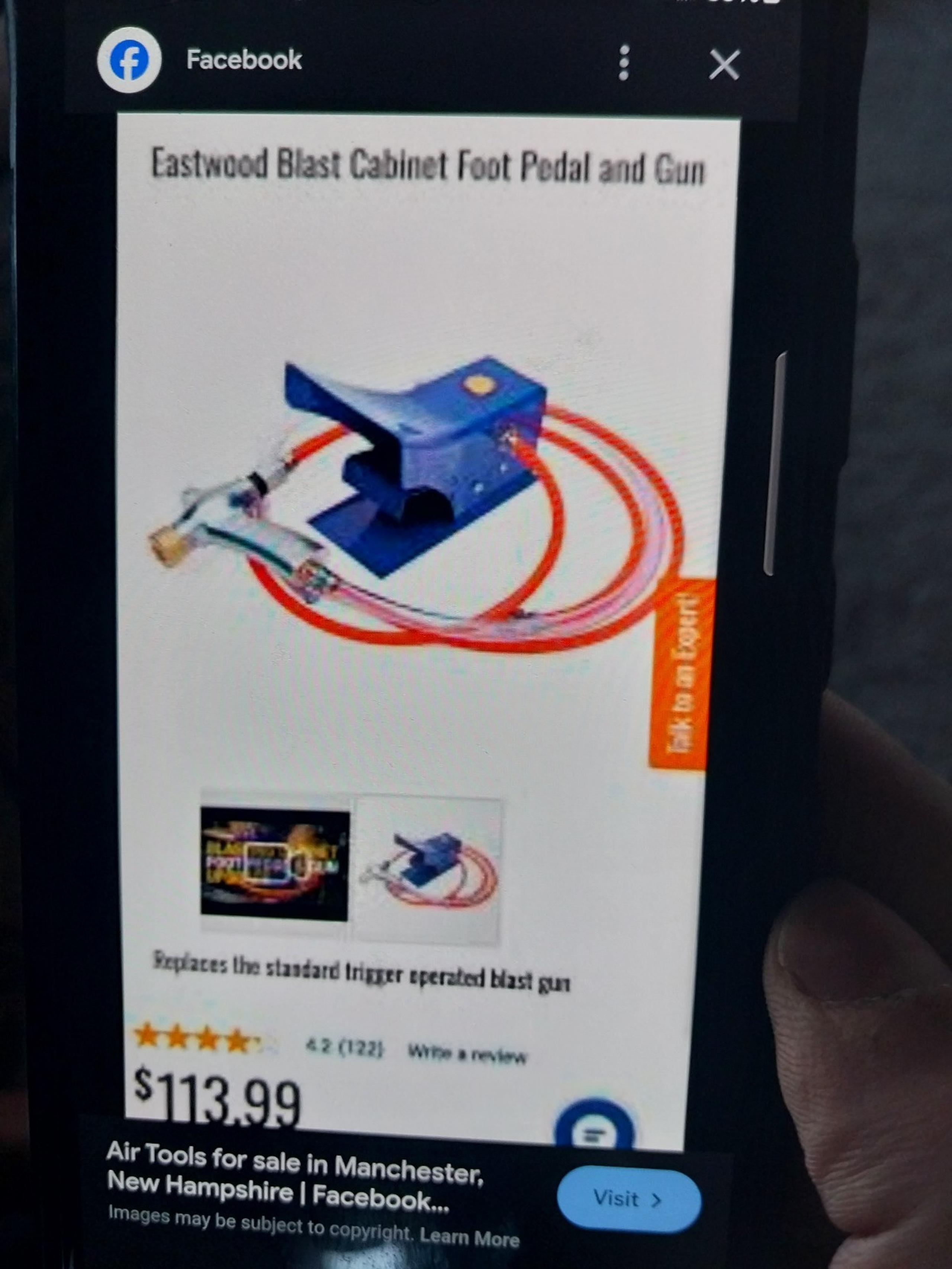 Blast Cabinet Foot Pedal and Gun