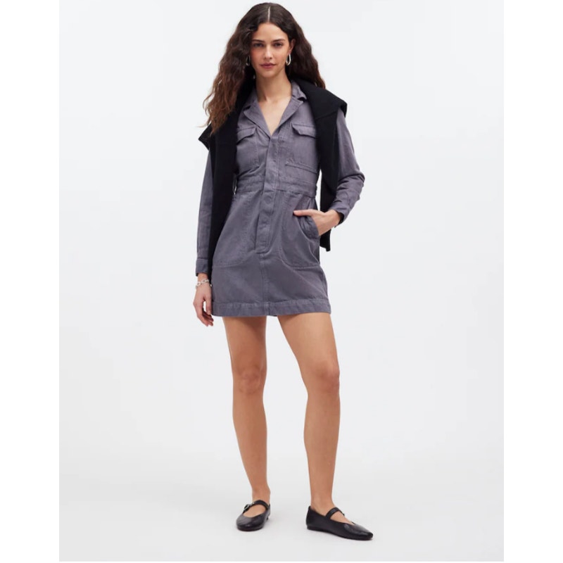 Madewell x MN Dye Studio Denim Patch-Pocket Mini Dress
