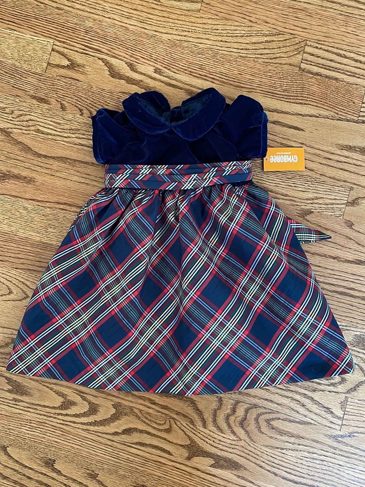 Gymboree Little Girls Size 18-24M Navy Short Sleeve Plaid Skirt Dressy Dress NWT
