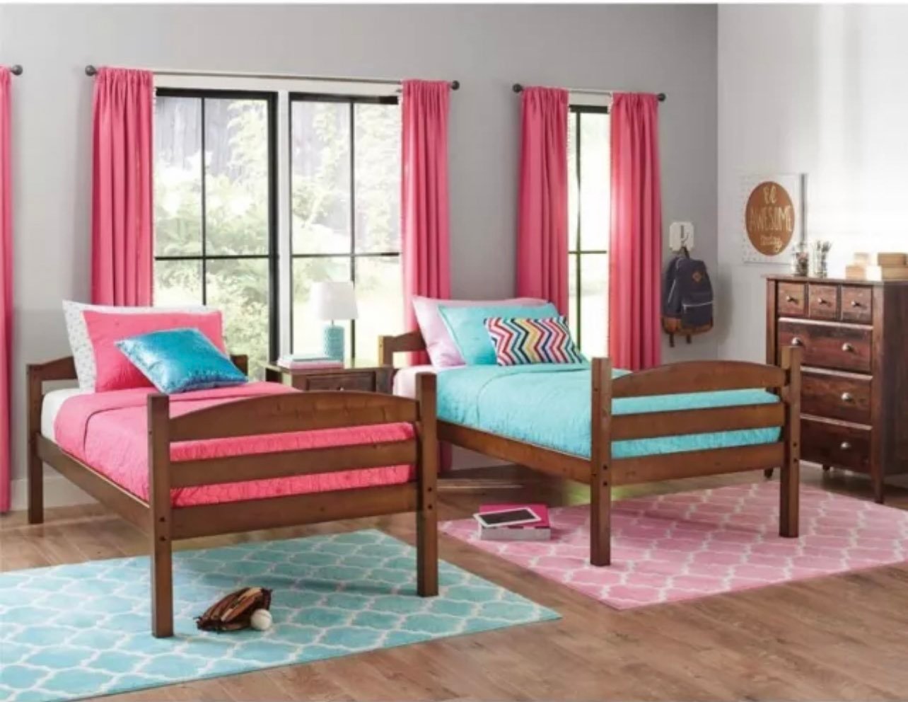 Better Homes & Gardens Leighton Wood Twin-Over-Twin Bunk Bed, Cherry