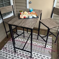 Haotian Dining Table with 2 Stools - Natural