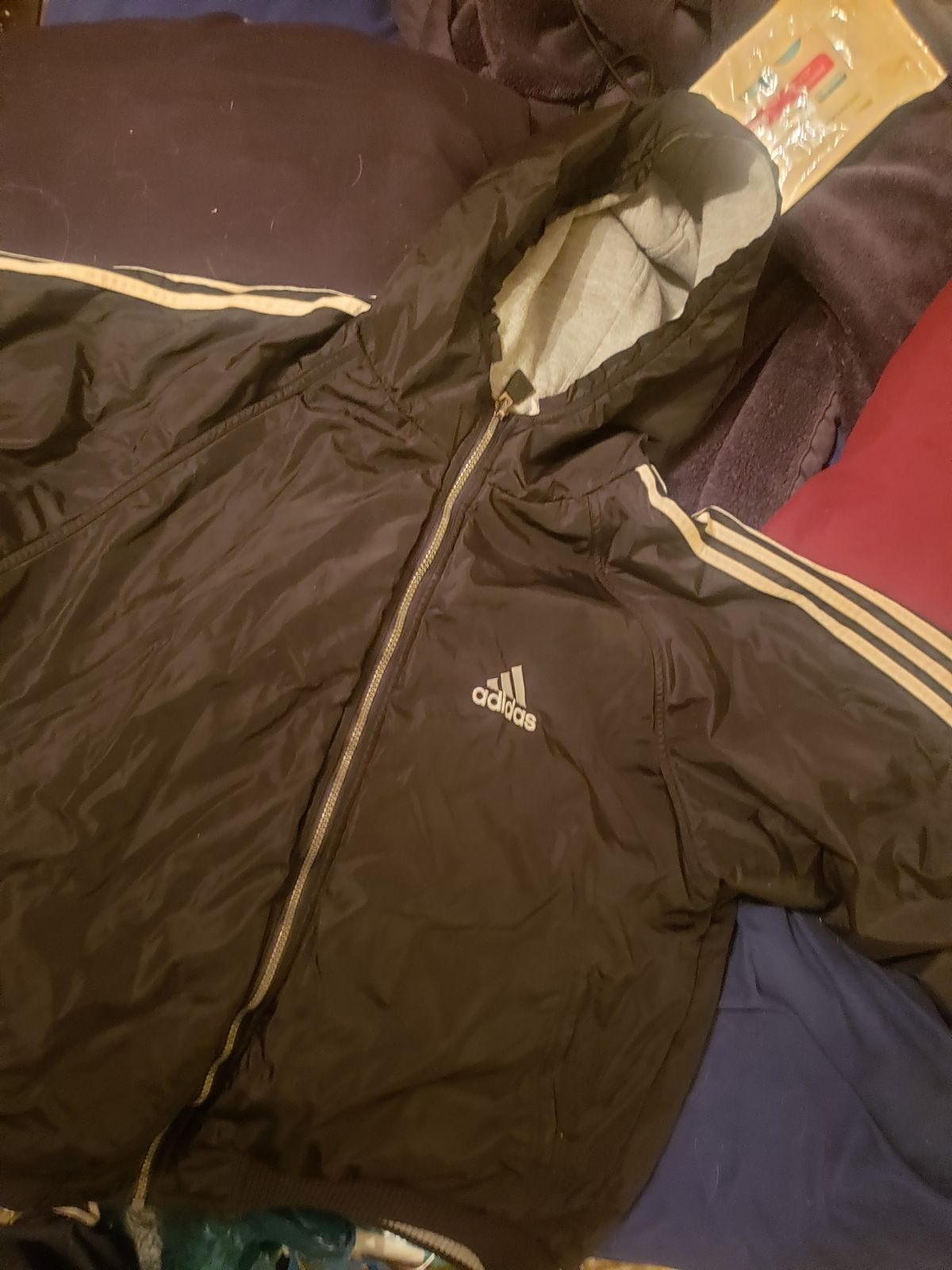 Adidas jacket black white and grey reversible