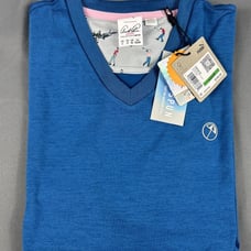 Puma Golf Sweater Arnold Palmer Umbrella Logo V-Neck Large Lake Blue MSRP 100