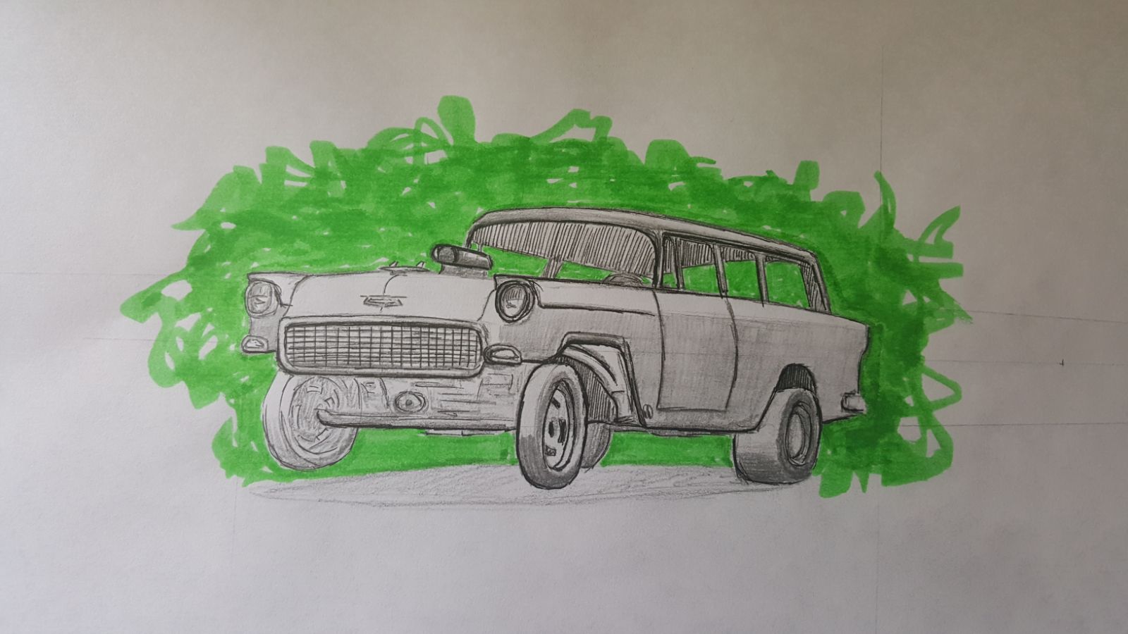 1955 Chevy Nomad Gasser Drawing