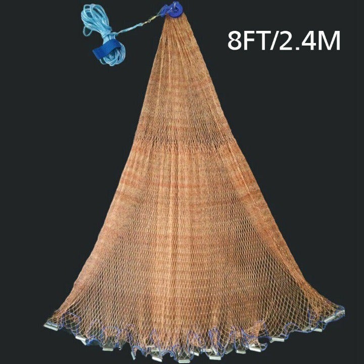 8ft Diameter Durable Fishing Cast Net Bait Throw Hand Cast Strong Tire Trap Line