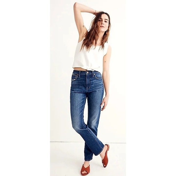 Madewell Jeans Women 26 Blue Medium Wash Denim The High Rise Slim Boyjean