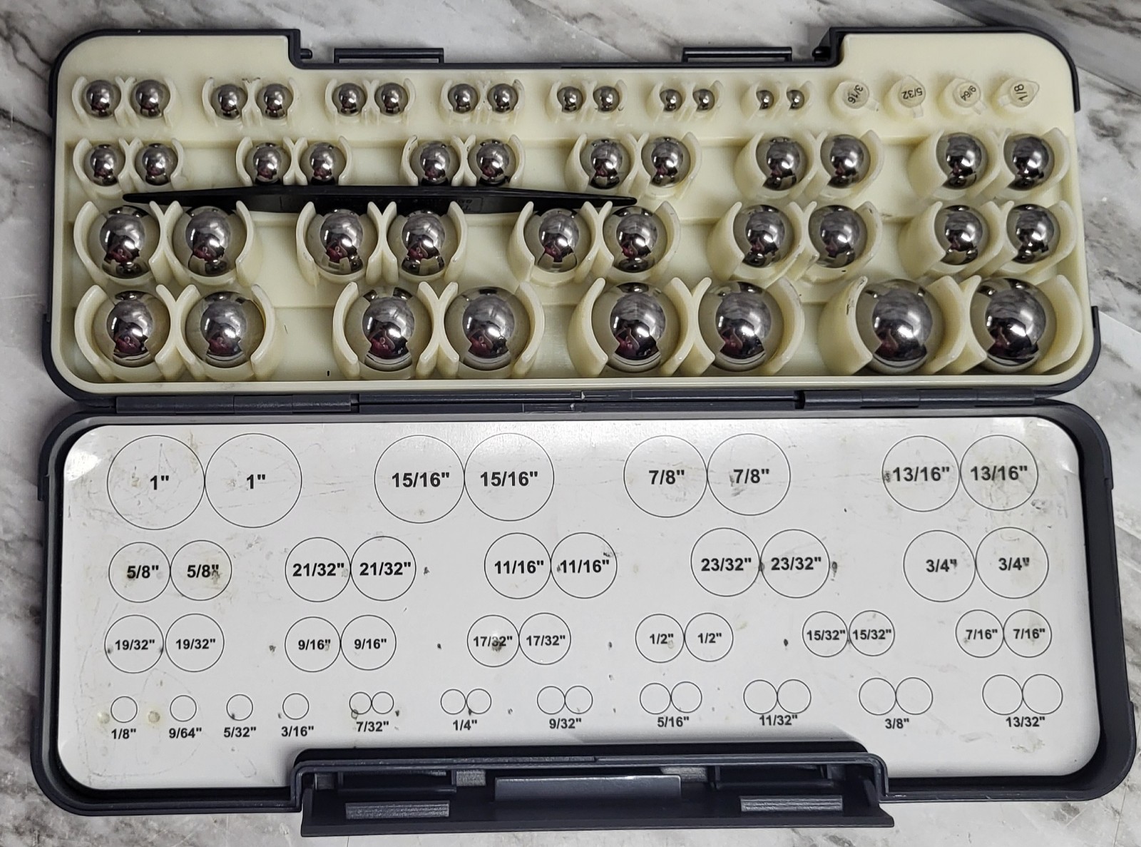 Fowler Precision Gage Ball Set. 52 piece. 1/8 to 1 . Silver Tone. 52-438-766.
