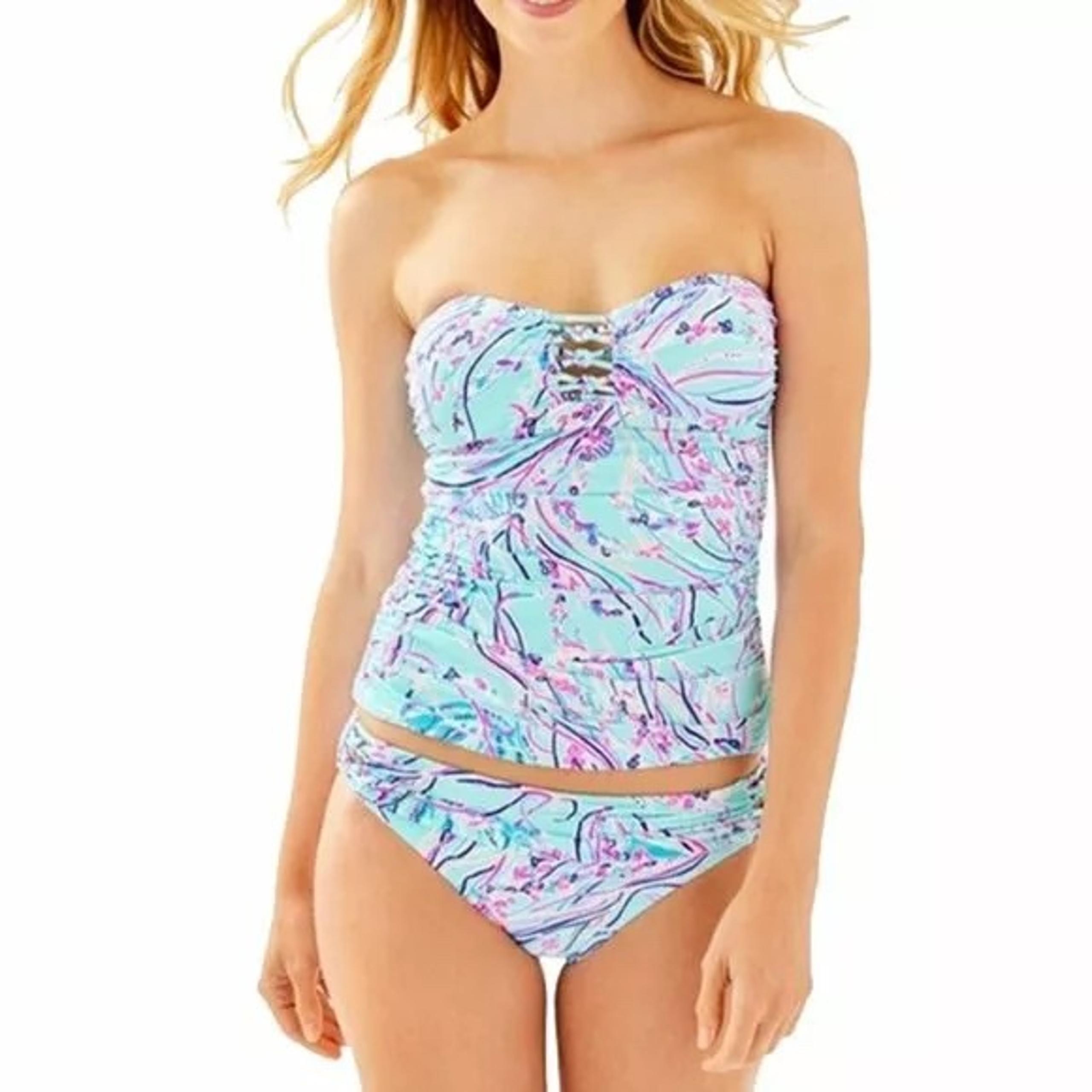 Lilly Pulitzer Lulo Tankini Top in “Bayside Blue Under the Moon”