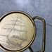 Vintage Faux Scrimshaw Nautical Sailboat Solid Brass Barlow Belt Buckle