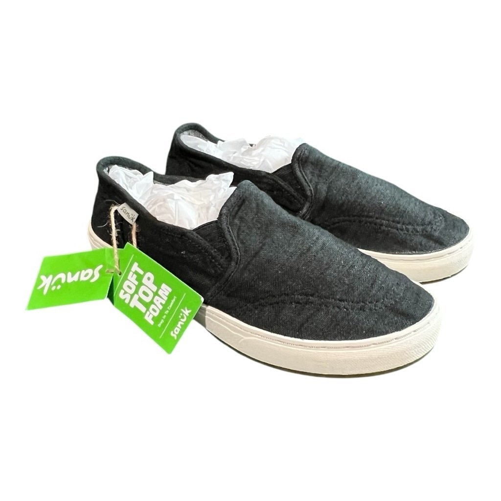 Sanuk Women’s Size 9 Avery Hemp Slip On Sneakers Casual Shoes Washed Black NWT