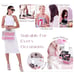 Pink Makeup 2 Trays Mirror Storage Case Cosmetic Box