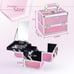 Pink Makeup 2 Trays Mirror Storage Case Cosmetic Box