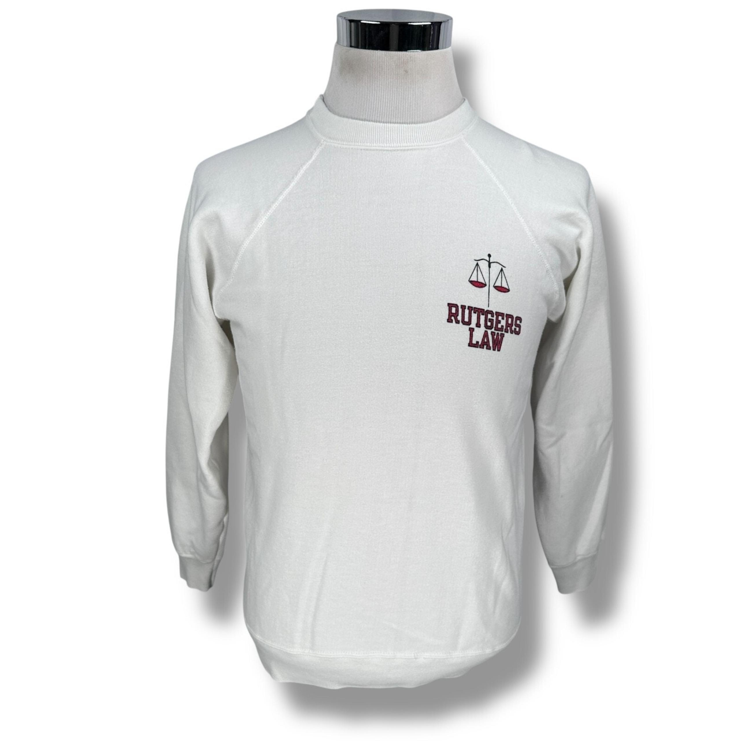Vintage Champion Rutgers Law Sweatshirt Women's XL White Fleece Lined 90s USA