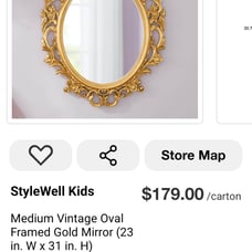 StyleWell Kids Medium Vintage Oval Framed Gold Mirror (23 in. W x 31 in. H)